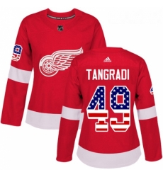 Womens Adidas Detroit Red Wings 49 Eric Tangradi Authentic Red USA Flag Fashion NHL Jersey Womens Adidas Detroit Red Wings 49 Eric Tangradi Authentic Red USA Flag Fashion NHL Jersey