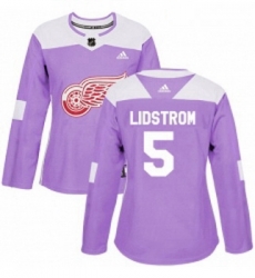 Womens Adidas Detroit Red Wings 5 Nicklas Lidstrom Authentic Purple Fights Cancer Practice NHL Jersey Womens Adidas Detroit Red Wings 5 Nicklas Lidstrom Authentic Purple Fights Cancer Practice NHL Jersey