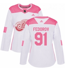 Womens Adidas Detroit Red Wings 91 Sergei Fedorov Authentic WhitePink Fashion NHL Jersey Womens Adidas Detroit Red Wings 91 Sergei Fedorov Authentic WhitePink Fashion NHL Jersey