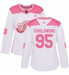 Womens Adidas Detroit Red Wings 95 Dennis Cholowski Authentic WhitePink Fashion NHL Jersey Womens Adidas Detroit Red Wings 95 Dennis Cholowski Authentic WhitePink Fashion NHL Jersey
