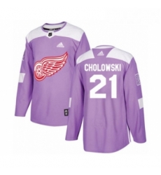 Youth Adidas Detroit Red Wings 21 Dennis Cholowski Authentic Purple Fights Cancer Practice NHL Jersey Youth Adidas Detroit Red Wings 21 Dennis Cholowski Authentic Purple Fights Cancer Practice NHL Jersey