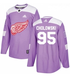 Youth Adidas Detroit Red Wings 95 Dennis Cholowski Authentic Purple Fights Cancer Practice NHL Jersey Youth Adidas Detroit Red Wings 95 Dennis Cholowski Authentic Purple Fights Cancer Practice NHL Jersey