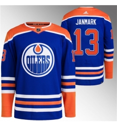 Men Edmonton Oilers 13 Mattias Janmark Royal Stitched Jersey Men Edmonton Oilers 13 Mattias Janmark Royal Stitched Jersey