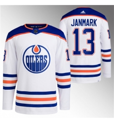 Men Edmonton Oilers 13 Mattias Janmark White Stitched Jersey Men Edmonton Oilers 13 Mattias Janmark White Stitched Jersey