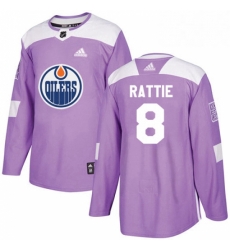 Mens Adidas Edmonton Oilers 8 Ty Rattie Authentic Purple Fights Cancer Practice NHL Jersey Mens Adidas Edmonton Oilers 8 Ty Rattie Authentic Purple Fights Cancer Practice NHL Jersey