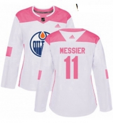 Womens Adidas Edmonton Oilers 11 Mark Messier Authentic WhitePink Fashion NHL Jersey Womens Adidas Edmonton Oilers 11 Mark Messier Authentic WhitePink Fashion NHL Jersey