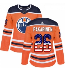 Womens Adidas Edmonton Oilers 26 Iiro Pakarinen Authentic Orange USA Flag Fashion NHL Jersey Womens Adidas Edmonton Oilers 26 Iiro Pakarinen Authentic Orange USA Flag Fashion NHL Jersey