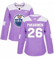 Womens Adidas Edmonton Oilers 26 Iiro Pakarinen Authentic Purple Fights Cancer Practice NHL Jersey Womens Adidas Edmonton Oilers 26 Iiro Pakarinen Authentic Purple Fights Cancer Practice NHL Jersey
