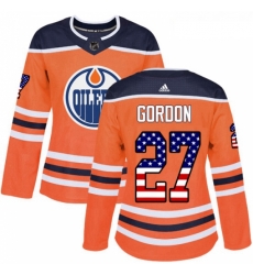 Womens Adidas Edmonton Oilers 27 Boyd Gordon Authentic Orange USA Flag Fashion NHL Jersey Womens Adidas Edmonton Oilers 27 Boyd Gordon Authentic Orange USA Flag Fashion NHL Jersey