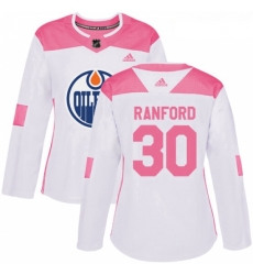 Womens Adidas Edmonton Oilers 30 Bill Ranford Authentic WhitePink Fashion NHL Jersey Womens Adidas Edmonton Oilers 30 Bill Ranford Authentic WhitePink Fashion NHL Jersey