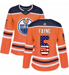 Womens Adidas Edmonton Oilers 5 Mark Fayne Authentic Orange USA Flag Fashion NHL Jersey Womens Adidas Edmonton Oilers 5 Mark Fayne Authentic Orange USA Flag Fashion NHL Jersey