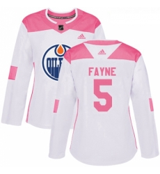 Womens Adidas Edmonton Oilers 5 Mark Fayne Authentic WhitePink Fashion NHL Jersey Womens Adidas Edmonton Oilers 5 Mark Fayne Authentic WhitePink Fashion NHL Jersey