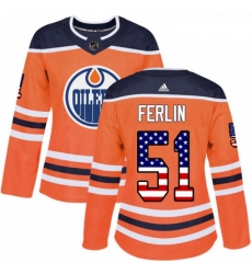 Womens Adidas Edmonton Oilers 51 Brian Ferlin Authentic Orange USA Flag Fashion NHL Jersey Womens Adidas Edmonton Oilers 51 Brian Ferlin Authentic Orange USA Flag Fashion NHL Jersey