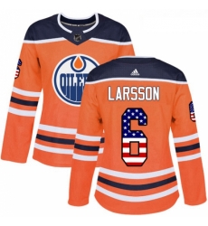 Womens Adidas Edmonton Oilers 6 Adam Larsson Authentic Orange USA Flag Fashion NHL Jersey Womens Adidas Edmonton Oilers 6 Adam Larsson Authentic Orange USA Flag Fashion NHL Jersey