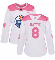 Womens Adidas Edmonton Oilers 8 Ty Rattie Authentic WhitePink Fashion NHL Jersey Womens Adidas Edmonton Oilers 8 Ty Rattie Authentic WhitePink Fashion NHL Jersey