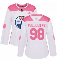Womens Adidas Edmonton Oilers 98 Jesse Puljujarvi Authentic WhitePink Fashion NHL Jersey Womens Adidas Edmonton Oilers 98 Jesse Puljujarvi Authentic WhitePink Fashion NHL Jersey