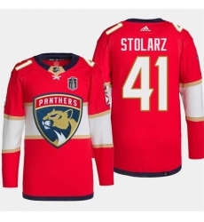Men Florida Panthers 41 Anthony Stolarz Red 2024 Stanley Cup Final Patch Stitched Jersey Men Florida Panthers 41 Anthony Stolarz Red 2024 Stanley Cup Final Patch Stitched Jersey