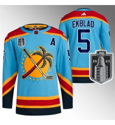 Men Florida Panthers 5 Aaron Ekblad Blue 2023 Stanley Cup Final Reverse Retro Stitched Jersey Men Florida Panthers 5 Aaron Ekblad Blue 2023 Stanley Cup Final Reverse Retro Stitched Jersey