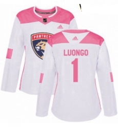 Womens Adidas Florida Panthers 1 Roberto Luongo Authentic WhitePink Fashion NHL Jersey Womens Adidas Florida Panthers 1 Roberto Luongo Authentic WhitePink Fashion NHL Jersey