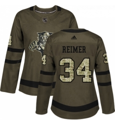 Womens Adidas Florida Panthers 34 James Reimer Authentic Green Salute to Service NHL Jersey Womens Adidas Florida Panthers 34 James Reimer Authentic Green Salute to Service NHL Jersey