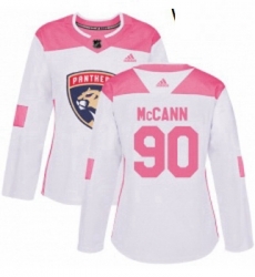 Womens Adidas Florida Panthers 90 Jared McCann Authentic WhitePink Fashion NHL Jersey 