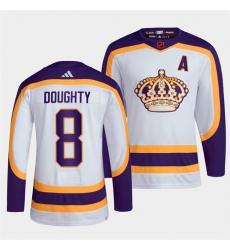 Men Los Angeles Kings 8 Drew Doughty White 2022 Reverse Retro Stitched Jersey Men Los Angeles Kings 8 Drew Doughty White 2022 Reverse Retro Stitched Jersey