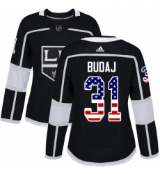 Womens Adidas Los Angeles Kings 31 Peter Budaj Authentic Black USA Flag Fashion NHL Jersey Womens Adidas Los Angeles Kings 31 Peter Budaj Authentic Black USA Flag Fashion NHL Jersey