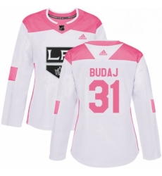 Womens Adidas Los Angeles Kings 31 Peter Budaj Authentic White Pink Fashion NHL Jersey Womens Adidas Los Angeles Kings 31 Peter Budaj Authentic White Pink Fashion NHL Jersey