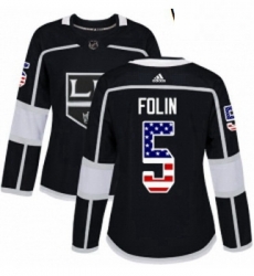 Womens Adidas Los Angeles Kings 5 Christian Folin Authentic Black USA Flag Fashion NHL Jersey Womens Adidas Los Angeles Kings 5 Christian Folin Authentic Black USA Flag Fashion NHL Jersey