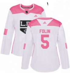 Womens Adidas Los Angeles Kings 5 Christian Folin Authentic WhitePink Fashion NHL Jersey Womens Adidas Los Angeles Kings 5 Christian Folin Authentic WhitePink Fashion NHL Jersey