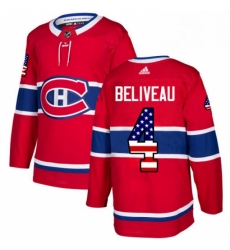 Mens Adidas Montreal Canadiens 4 Jean Beliveau Authentic Red USA Flag Fashion NHL Jersey Mens Adidas Montreal Canadiens 4 Jean Beliveau Authentic Red USA Flag Fashion NHL Jersey