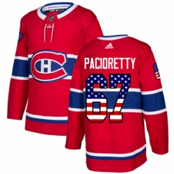 Mens Adidas Montreal Canadiens 67 Max Pacioretty Authentic Red USA Flag Fashion NHL Jersey 