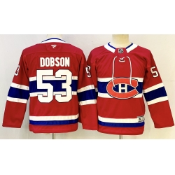 Youth Montreal Canadiens 53 Noah Dobson Red 2024 25 Stitched Jersey