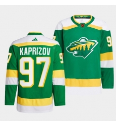 Men Minnesota Wild 97 Kirill Kaprizov Green 2022 23 Reverse Retro Stitched Jersey Men Minnesota Wild 97 Kirill Kaprizov Green 2022 23 Reverse Retro Stitched Jersey
