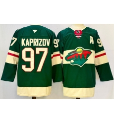 Men Minnesota Wild 97 Kirill Kaprizov Green 2024 25 With Patch Home Stitched Hockey Jersey Men Minnesota Wild 97 Kirill Kaprizov Green 2024 25 With Patch Home Stitched Hockey Jersey