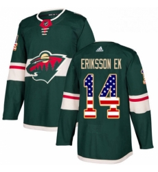 Mens Adidas Minnesota Wild 14 Joel Eriksson Ek Authentic Green USA Flag Fashion NHL Jersey Mens Adidas Minnesota Wild 14 Joel Eriksson Ek Authentic Green USA Flag Fashion NHL Jersey
