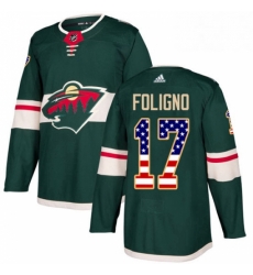 Mens Adidas Minnesota Wild 17 Marcus Foligno Authentic Green USA Flag Fashion NHL Jersey Mens Adidas Minnesota Wild 17 Marcus Foligno Authentic Green USA Flag Fashion NHL Jersey