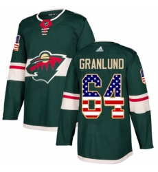 Mens Adidas Minnesota Wild 64 Mikael Granlund Authentic Green USA Flag Fashion NHL Jersey Mens Adidas Minnesota Wild 64 Mikael Granlund Authentic Green USA Flag Fashion NHL Jersey