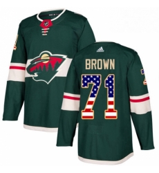 Mens Adidas Minnesota Wild 71 J T Brown Authentic Green USA Flag Fashion NHL Jerse Mens Adidas Minnesota Wild 71 J T Brown Authentic Green USA Flag Fashion NHL Jerse