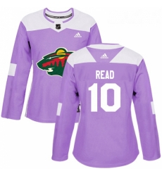 Womens Adidas Minnesota Wild 10 Matt Read Authentic Purple Fights Cancer Practice NHL Jersey Womens Adidas Minnesota Wild 10 Matt Read Authentic Purple Fights Cancer Practice NHL Jersey