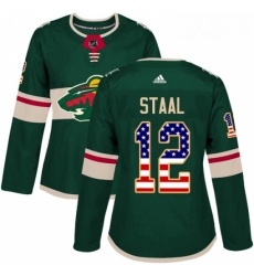 Womens Adidas Minnesota Wild 12 Eric Staal Authentic Green USA Flag Fashion NHL Jersey Womens Adidas Minnesota Wild 12 Eric Staal Authentic Green USA Flag Fashion NHL Jersey