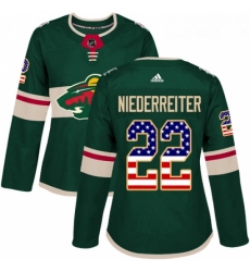 Womens Adidas Minnesota Wild 22 Nino Niederreiter Authentic Green USA Flag Fashion NHL Jersey Womens Adidas Minnesota Wild 22 Nino Niederreiter Authentic Green USA Flag Fashion NHL Jersey