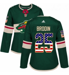 Womens Adidas Minnesota Wild 25 Jonas Brodin Authentic Green USA Flag Fashion NHL Jersey Womens Adidas Minnesota Wild 25 Jonas Brodin Authentic Green USA Flag Fashion NHL Jersey