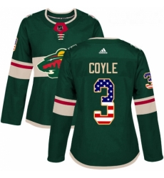 Womens Adidas Minnesota Wild 3 Charlie Coyle Authentic Green USA Flag Fashion NHL Jersey Womens Adidas Minnesota Wild 3 Charlie Coyle Authentic Green USA Flag Fashion NHL Jersey