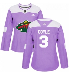 Womens Adidas Minnesota Wild 3 Charlie Coyle Authentic Purple Fights Cancer Practice NHL Jersey Womens Adidas Minnesota Wild 3 Charlie Coyle Authentic Purple Fights Cancer Practice NHL Jersey