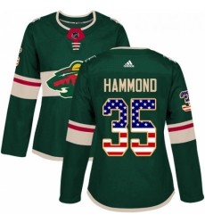 Womens Adidas Minnesota Wild 35 Andrew Hammond Authentic Green USA Flag Fashion NHL Jersey Womens Adidas Minnesota Wild 35 Andrew Hammond Authentic Green USA Flag Fashion NHL Jersey