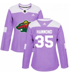 Womens Adidas Minnesota Wild 35 Andrew Hammond Authentic Purple Fights Cancer Practice NHL Jersey Womens Adidas Minnesota Wild 35 Andrew Hammond Authentic Purple Fights Cancer Practice NHL Jersey