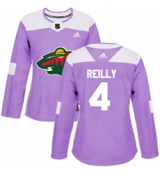 Womens Adidas Minnesota Wild 4 Mike Reilly Authentic Purple Fights Cancer Practice NHL Jersey Womens Adidas Minnesota Wild 4 Mike Reilly Authentic Purple Fights Cancer Practice NHL Jersey
