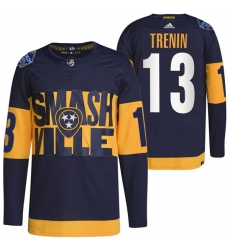 Men Nashville Predators 13 Yakov Trenin 2022 Navy Stadium Series Breakaway Player Stitched Jersey Men Nashville Predators 13 Yakov Trenin 2022 Navy Stadium Series Breakaway Player Stitched Jersey