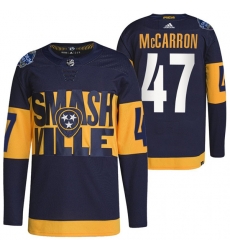Men Nashville Predators 47 Michael Mccarron 2022 Navy Stadium Series Breakaway Player Stitched Jersey Men Nashville Predators 47 Michael Mccarron 2022 Navy Stadium Series Breakaway Player Stitched Jersey